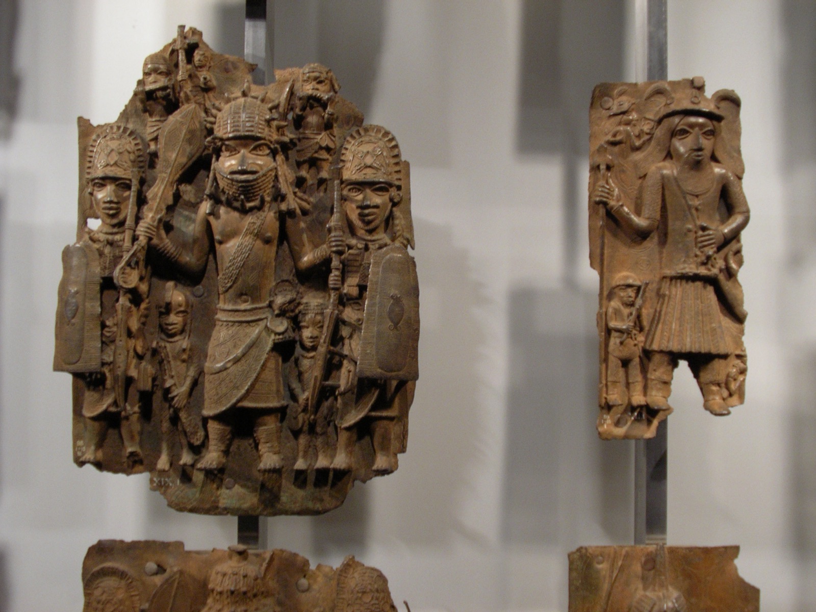 Benin Bronze plaques on museum display — the artefacts the Museum of West African Art was built to house